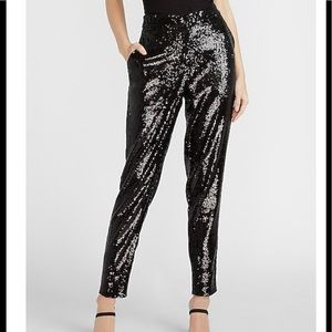High Waisted Sequin Ankle Pants